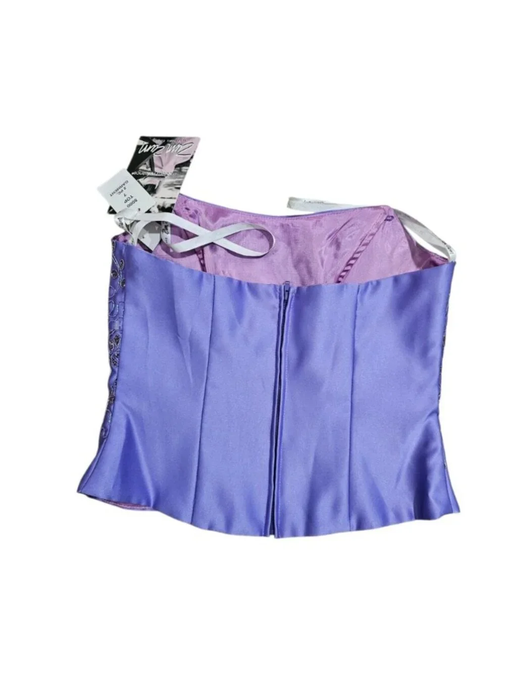 Zum Zum by Niki Livas Women's 7-8 Purple Two-Piece Formal Dress Beaded Y2K